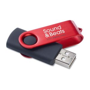 Juoda TECHMATE USB laikmena su spalvotu spaustuku